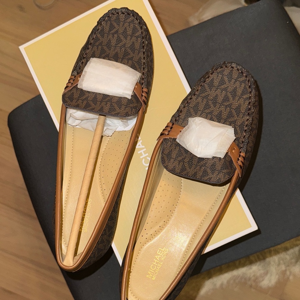 Michael Kors Dark Brown Patterned Loafers - Picture 5 of 15